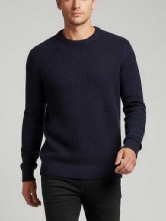 Theory Other - THEORY Men's Deep Blue Textured Knit Crewneck Sweater Size M scalloped pullover